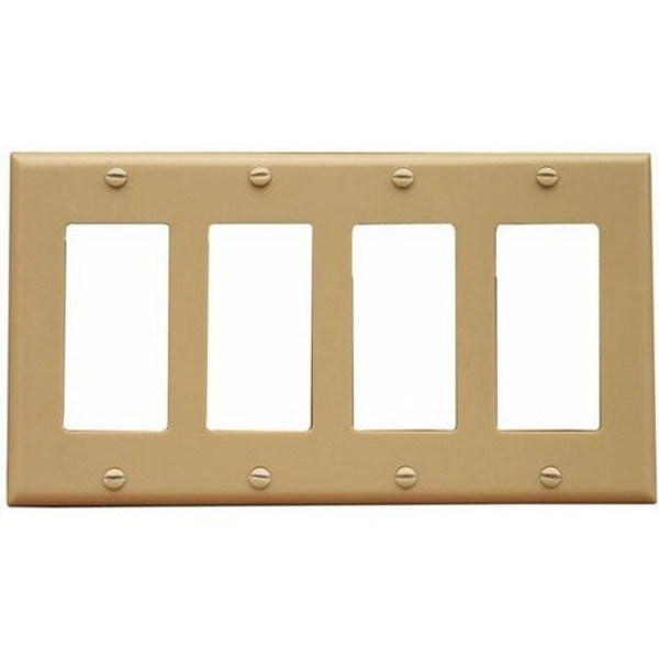 Morris Products 81778 Lexan Wall Plates 4 Gang Midsize Decorative/GFCI Ivory