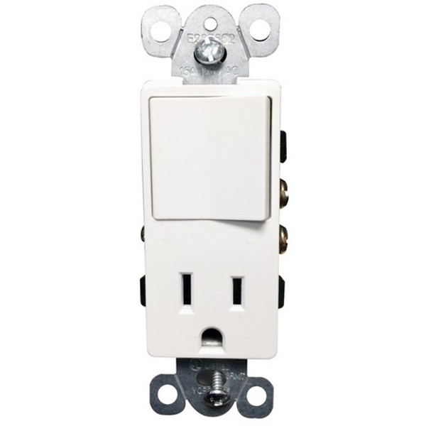 Morris Products 81990 Commercial Grade Decorative Single Pole Switch/Receptacle Rocker Switch Ivory 15A-125V