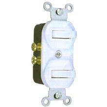 Morris Products 82091 Single Pole Double Toggle Switch White 15A-120V