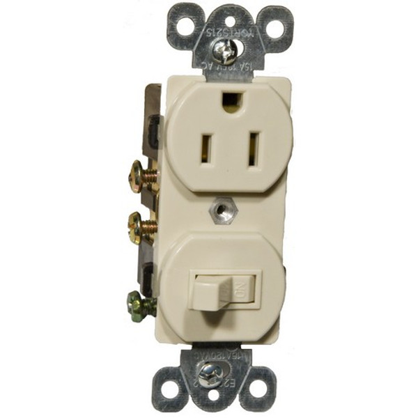 Morris Products 82175 Combination Single Pole Switch and Receptacle Ivory 15A-120V