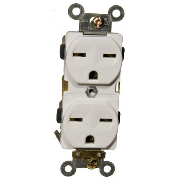 Morris Products 82201 Industrial Grade Duplex Receptacle White 15A-250V