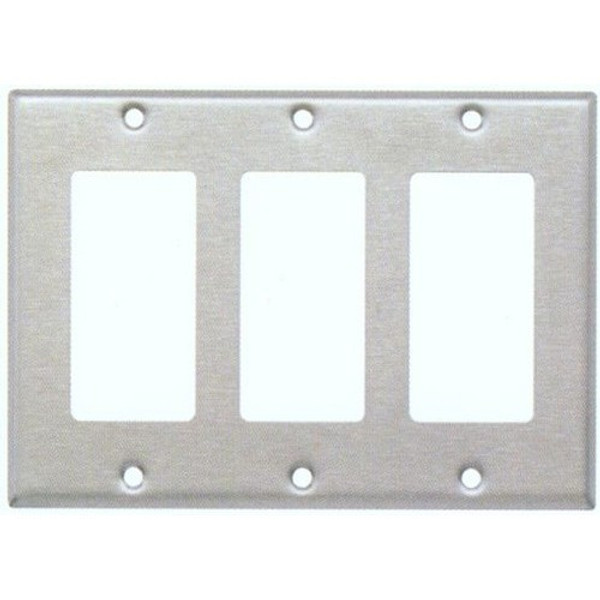 Morris Products 83130 430 Stainless Steel Wall Plates 3 Gang Decorative/GFCI