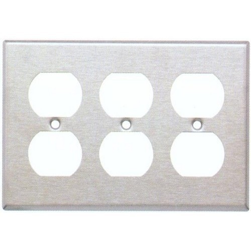 Morris Products 83230 430 Stainless Steel Wall Plates 3 Gang Duplex Receptacle