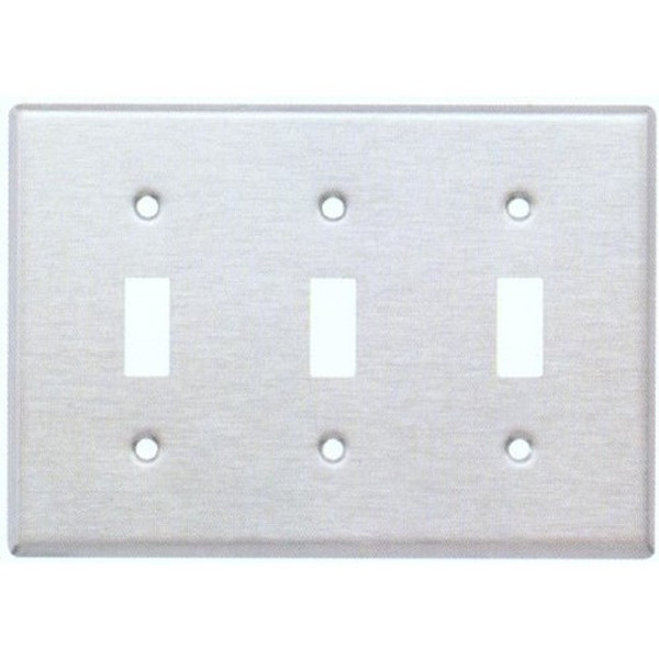 Morris Products 83813 304 Stainless Steel Wall Plates 3 Gang Toggle Switch