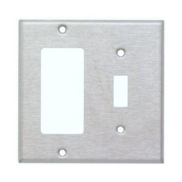 Morris Products 83860 304 Stainless Steel Wall Plates 2 Gang 1 Toggle 1 Decorative/GFCI