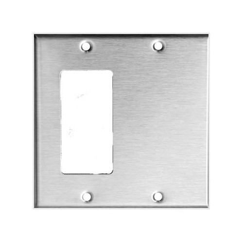 Morris Products 83863 304 Stainless Steel Wall Plates 2 Gang 1 GFCI 1 Blank