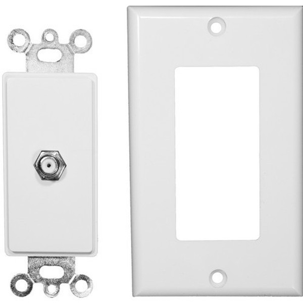 Morris Products 85116 2 Piece Decorative Single F Connector Wallplate White