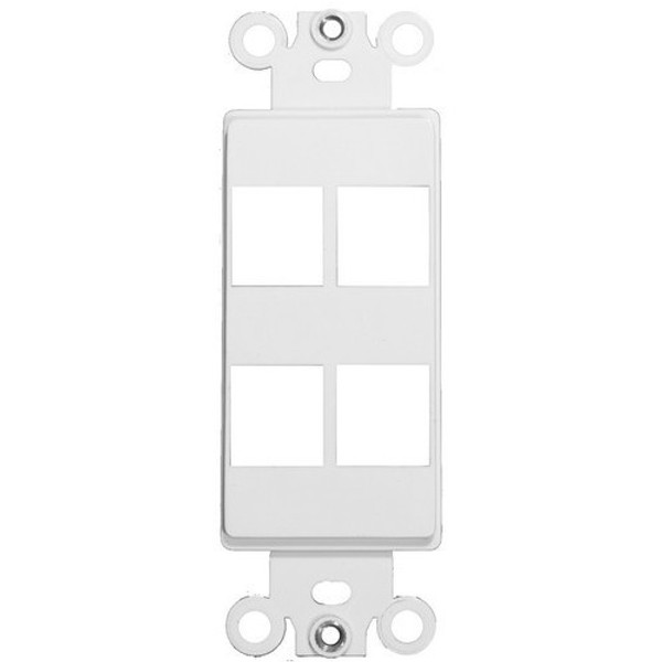 Morris Products 88118 Decorative DataComm Frame For Keystone Jacks and Modular Inserts Four Ports White