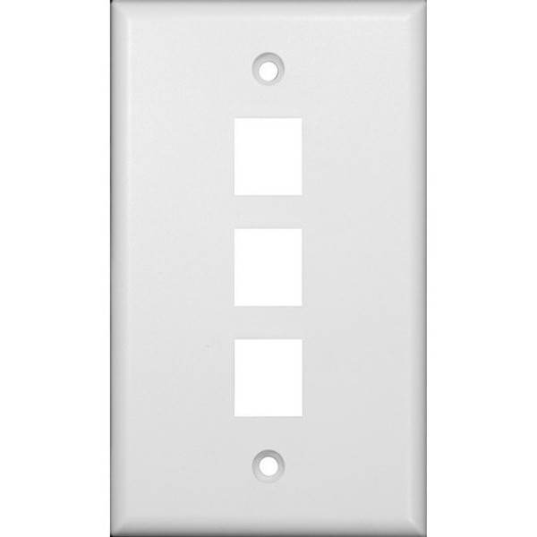 Morris Products 88166 Datacomm Wallplate For Keystone Jacks & Modular Inserts Three Ports White