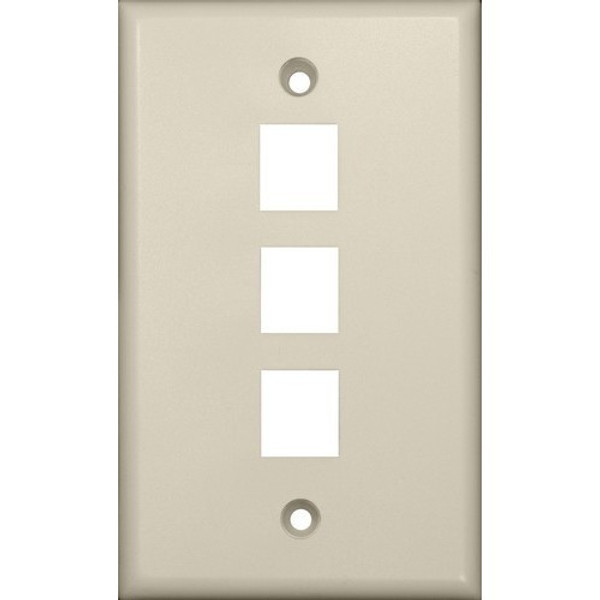 Morris Products 88186 Datacomm Wallplate For Keystone Jacks & Modular Inserts Three Ports Lt. Almond