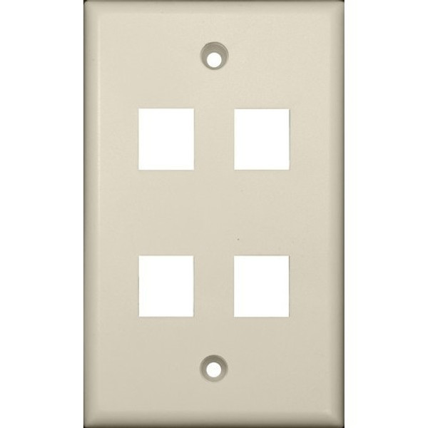 Morris Products 88188 Datacomm Wallplate For Keystone Jacks & Modular Inserts Four Ports Lt. Almond