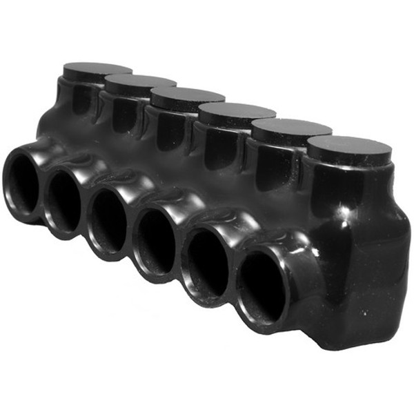 Morris Products 97566 Black Insulated Multi-Cable Connector - Single Entry 6 Ports 600 - 250