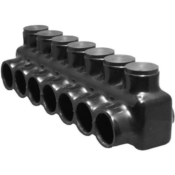 Morris Products 97583 Black Insulated Multi-Cable Connector - Single Entry 7 Ports 3/0 - 6