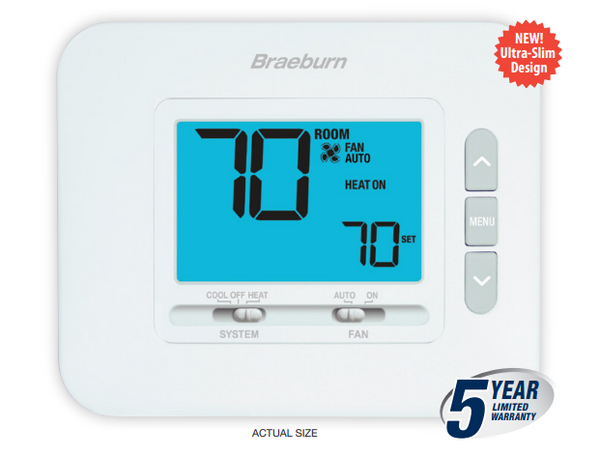 Braeburn 1030 Economy Thermostat Non-Programmable 1 Heat / 1 Cool