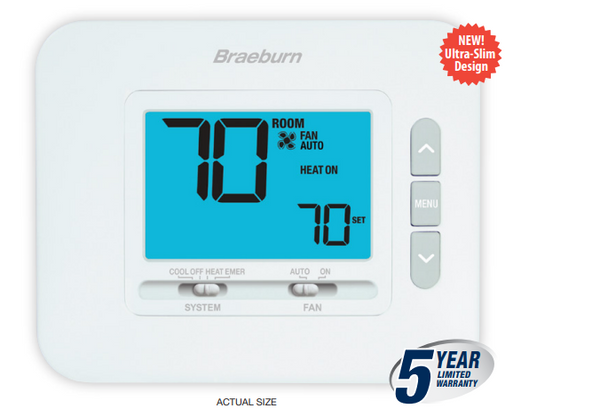 Braeburn 1230 Economy Thermostat Non-Programmable 2 Heat / 1 Cool