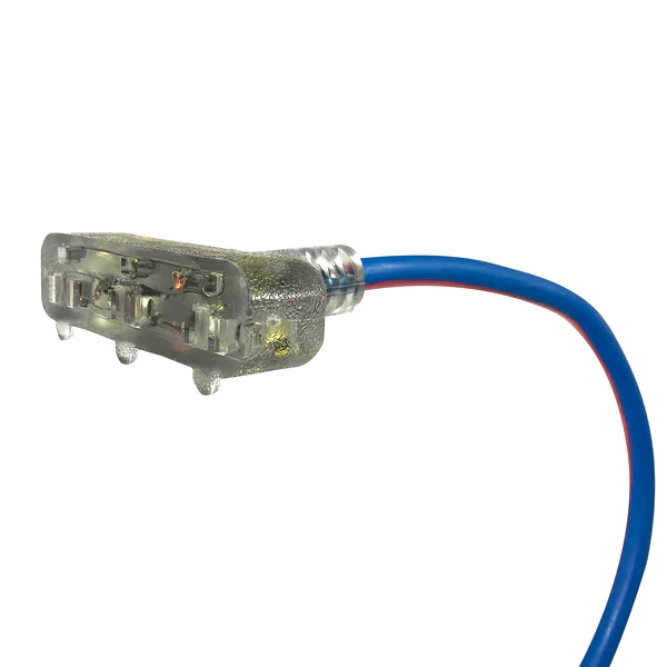 Voltec 99002PB 2ft 12/3 SJEOOW Blue/Red Power Block Adapter w/Lighted End NEMA 5-15