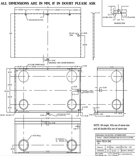 NavTech N484 30'' x 18" x 12" Service Entrance Box