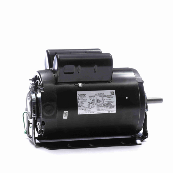 Century RB1154AV1 Fan and Blower Motor 1 1/2 HP 1 Ph 60 Hz 115/208-230 V 1800 RPM 56H Frame