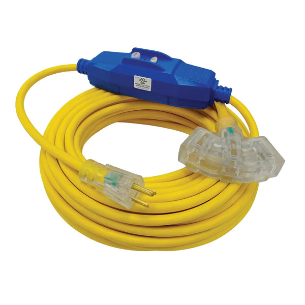 Voltec 05-00385 12/3 50ft GFCI Outdoor Extension Cord with Lighted Triple Tap