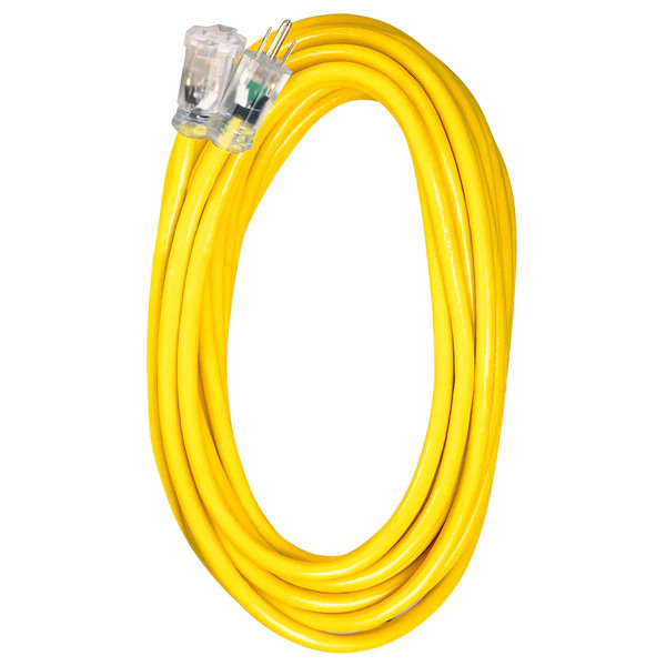 Voltec 05-00351 10/3 SJTW Yellow Extension Cords with Lighted End 100'