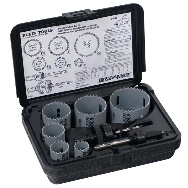 Klein Tools 31630 6-Piece Electrician's Hole Saw Kit with Arbors