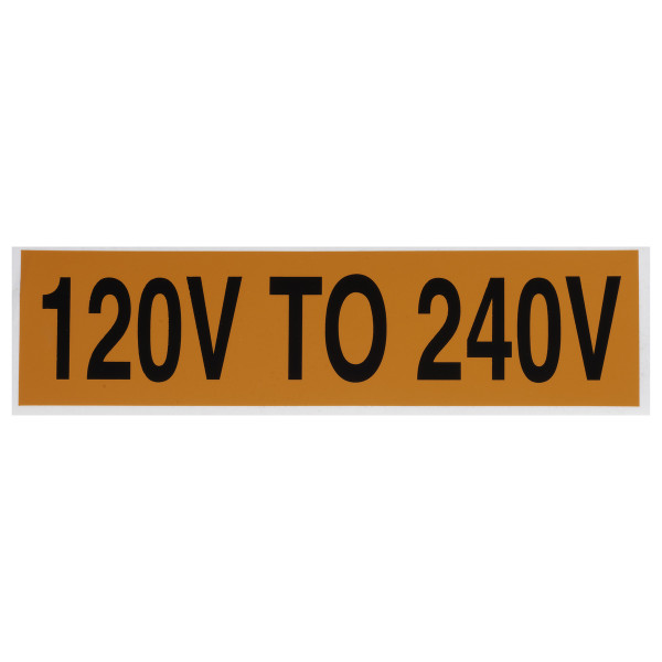 NSI VM-A-36 Voltage Marker Label, Large, 120V To 240V (1 Per Card), 9-In Wide X 2.25-In Tall