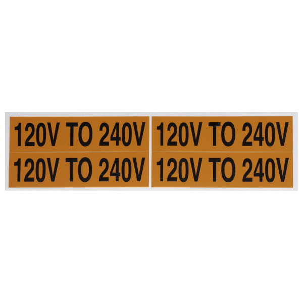 NSI VM-B-36 Voltage Marker Label, Medium, 120V To 240V (4 Per Card), 4.5-In Wide X 1-In Tall
