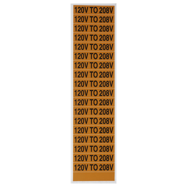 NSI VM-C-35 Voltage Marker Label, Small, 120V To 208V (18 Per Card), 2.25-In Wide X 0.5-In Tall