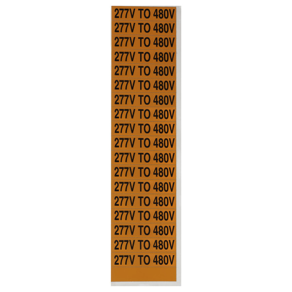 NSI VM-C-37 Voltage Marker Label, Small, 277V To 480V (18 Per Card), 2.25-In Wide X 0.5-In Tall