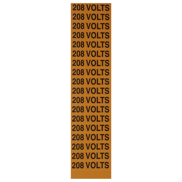 NSI VM-C-4 Voltage Marker Label, Small, 208 Volts (18 Per Card), 2.25-In Wide X 0.5-In Tall