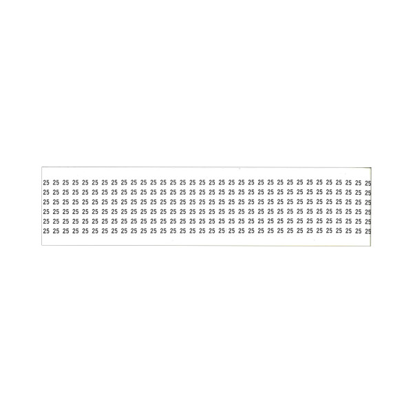 NSI WMC-25 Wire Marker Card - Vinyl Impregnated Cloth Marking Tape 1.5-In Long  (#25) (36 Per Card)