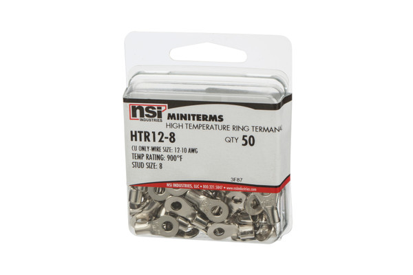 NSI HTR12-8 12-10 Awg High Temperature Ring Terminal, 50 Per Pack
