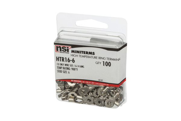 NSI HTR16-6 16-14 Awg High Temperature Ring Terminal, 100 Per Pack