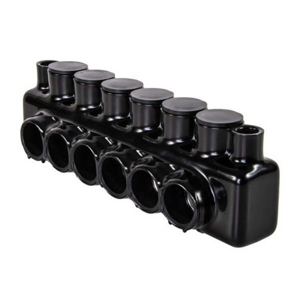 Polaris IPLMD750-6 6-Port Black Mountable Pre-Insulated Connector 750 MCM – 1/0 AWG Dual Sided Entry & Mountable