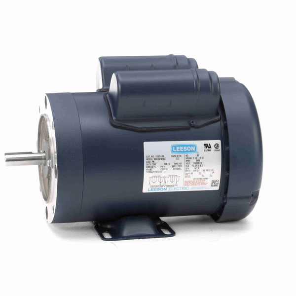 LEESON 115024.00 General Purpose Motor 1.50 HP 1 Ph 60 Hz 115/230 V 3600 RPM 56C Frame