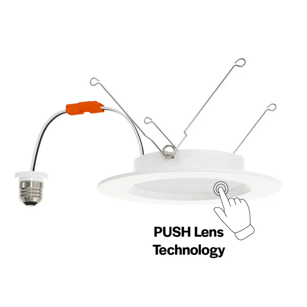 Halco 89233 LED Retrofit Slim Downlight 6" Baffle Trim 10W 900 Lumen CCT Select 27/30/35/40/50 Triac Dim 90CRI 120V 