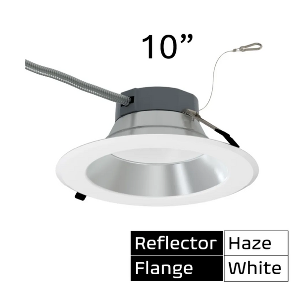 Halco 89217 Commercial Retrofit Downlight 10" Lumen and CCT Select 120-277V Dimmable TRIAC/ELV & 0-10V Haze Reflector White Flange