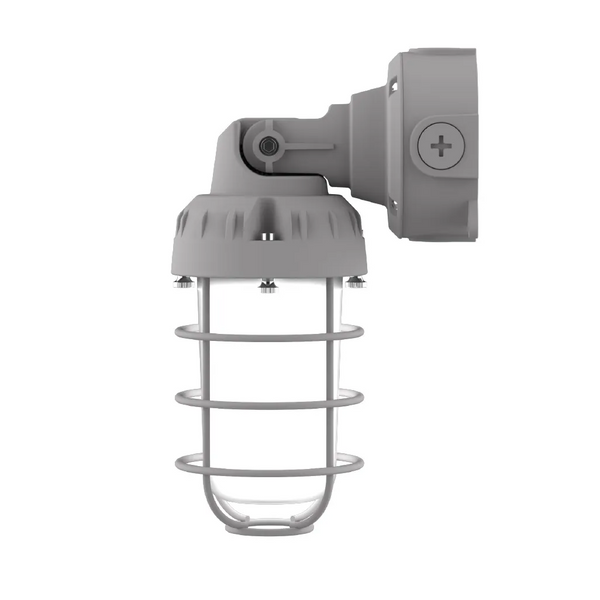 Halco 22556 Vaportight Adjustable Arm Jelly Jar 13W 15W or 20W 5K Field Selectable Watts & Color Temp 120-277VAC Gray Die-Cast Body Silicone Gasketing Dimmable 