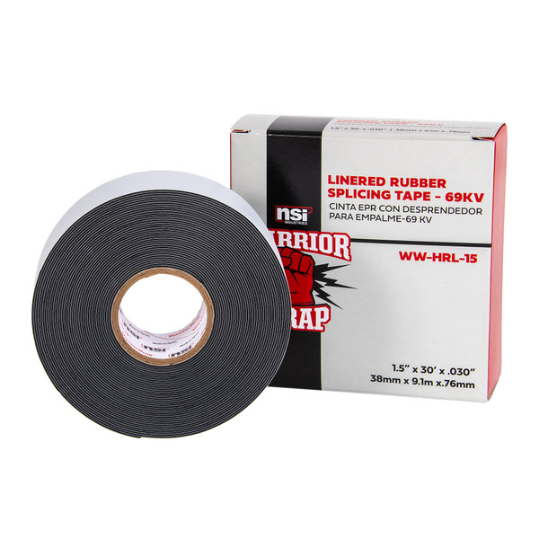 WarriorWrap WW-HRL-15  High Voltage 69 Kv Linered Rubber Splicing Tape 30Mil 1.5 IN X 30Ft