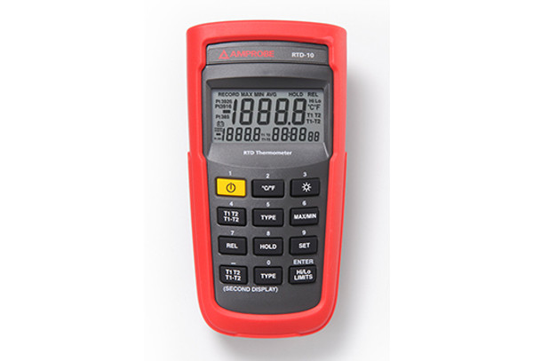 The RTD-10 Dual Input Digital RTD Thermometer is preferred for industrial process applications. It typically provides higher accuracy than thermocouples and maintains stability for many years.