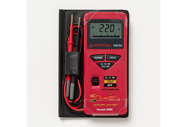 The DM78C is the smallest go-anywhere meter that measures voltage, continuity, diode and resistance.