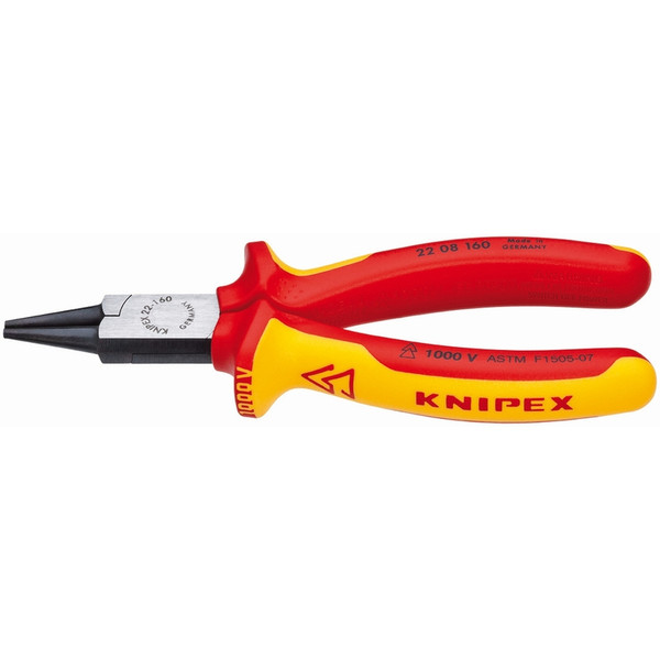 Knipex 22 08 160 SBA 6 1/4'' Round Nose Pliers-1,000V Insulated