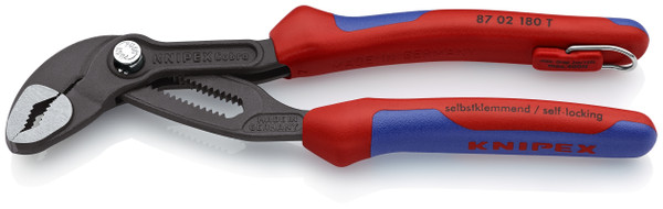 Knipex 87 02 180 T BKA 7 1/4'' Cobra High-Tech Water Pump Pliers-Comfort Grip-Tethered Attachment