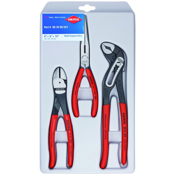 Knipex 00 20 08 US1 3 Pc Universal Pliers Set w/ Alligator Water Pump Pliers