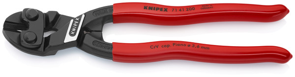 Knipex 71 41 200 8'' Angled High Leverage CoBolt Cutters w/ Notched Blade