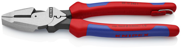 Knipex 09 12 240 T BKA 9 1/2'' High Leverage Lineman's Pliers New England Comfort Grip w/ Tape Puller & Crimper-Tethered Attachment