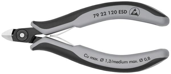 Knipex 79 22 120 ESD 4.75'' Precision Electronics Diagonal Cutters-ESD-Comfort Grip