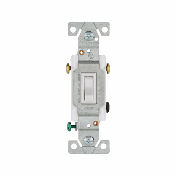 Eaton Wiring Devices 1303-7LTWBOX Switch Toggle 3-Way LT 15A 120V Grd WH