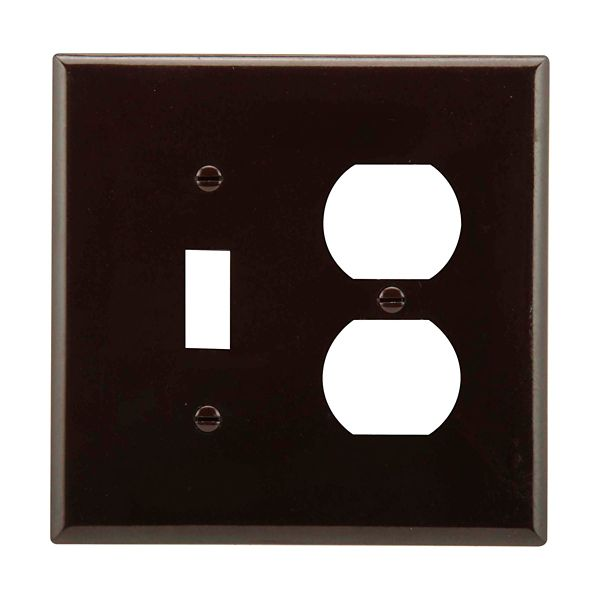 Eaton Wiring Devices 2038B-BOX Wallplate 2G Toggle/Duplex Thrmst Mid BR