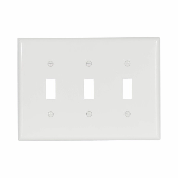 Eaton Wiring Devices 2041W-BOX Wallplate 3G Toggle Thermoset Mid WH
